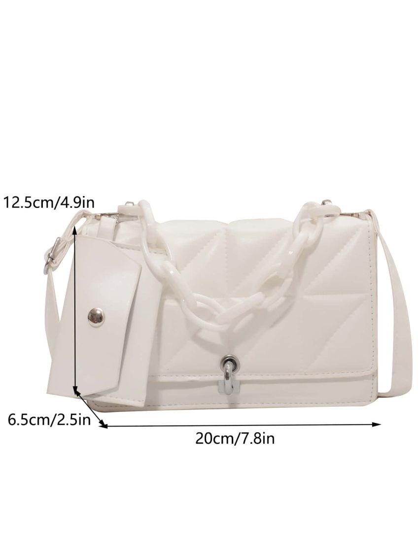Quilted Chain Decor Flap Square Bag With Coin Purse