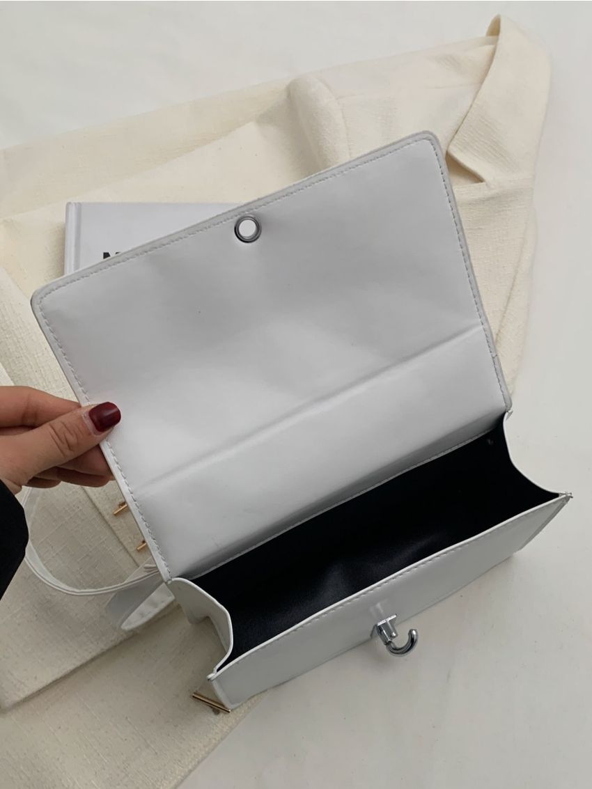 Quilted Chain Decor Flap Square Bag With Coin Purse