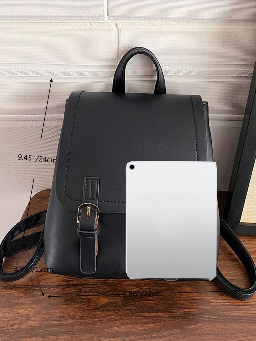 Double Buckle Decor Flap Backpack