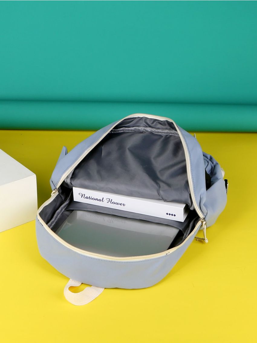 Plush Bear Charm Pocket Front Backpack