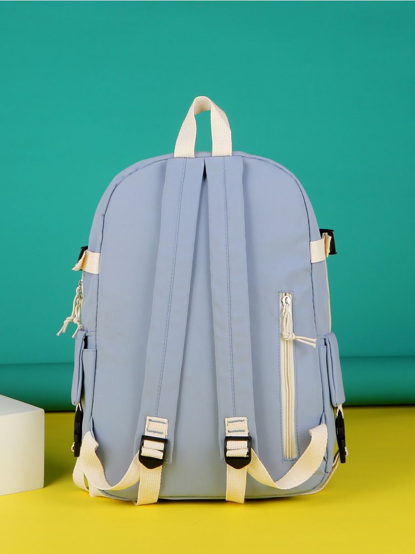 Plush Bear Charm Pocket Front Backpack