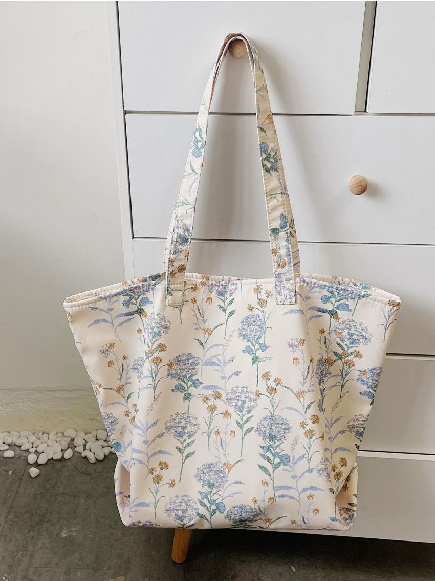 Floral Pattern Shoulder Tote Bag