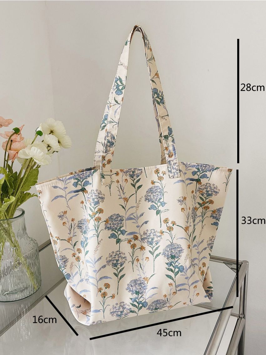 Floral Pattern Shoulder Tote Bag