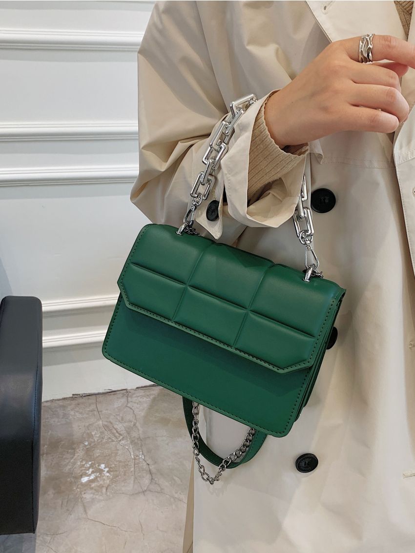 Square Embossed Flap Square Bag