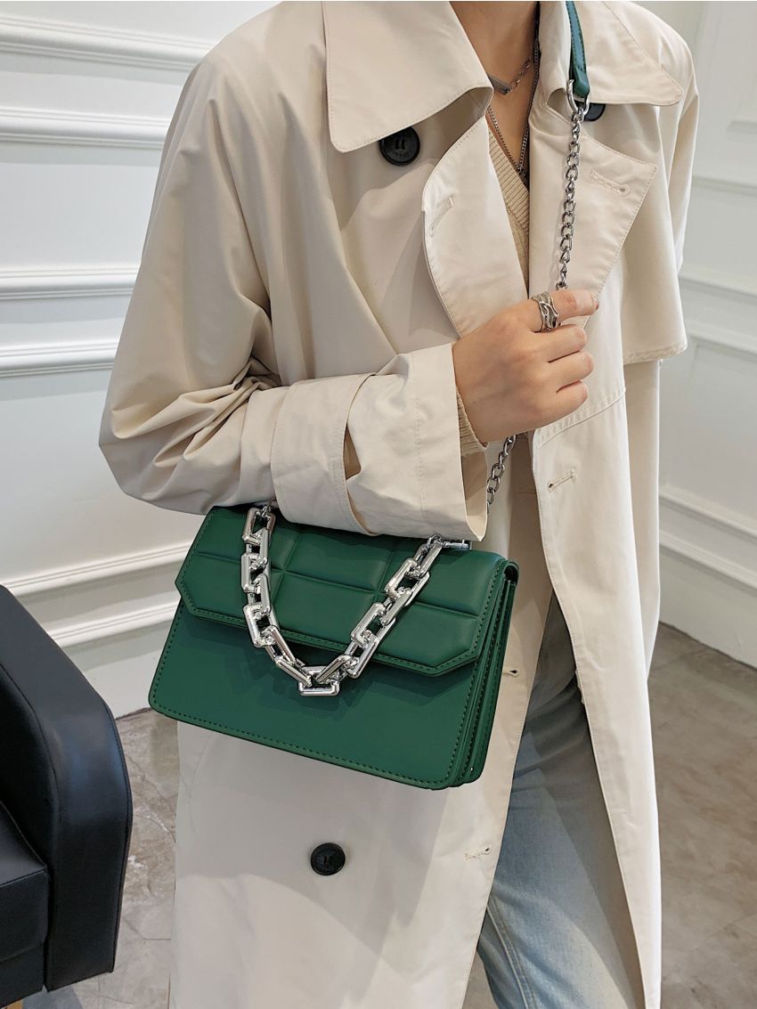 Square Embossed Flap Square Bag