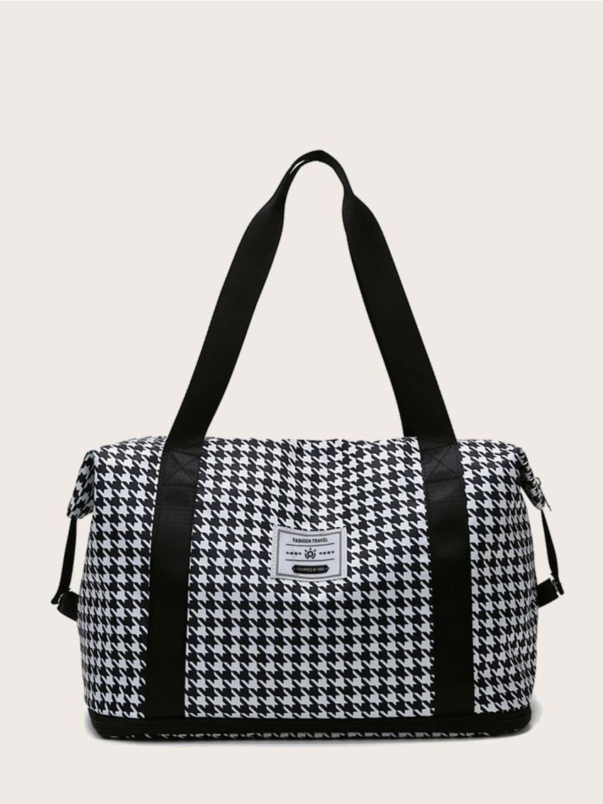Houndstooth Graphic Large Capacity Shoulder Tote Bag