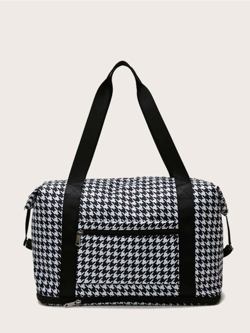 Houndstooth Graphic Large Capacity Shoulder Tote Bag