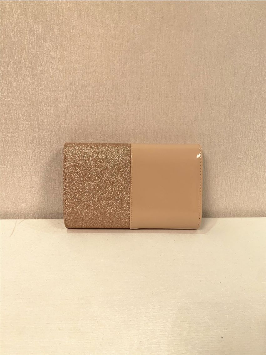 Glitter Decor Metal Lock Flap Square Bag