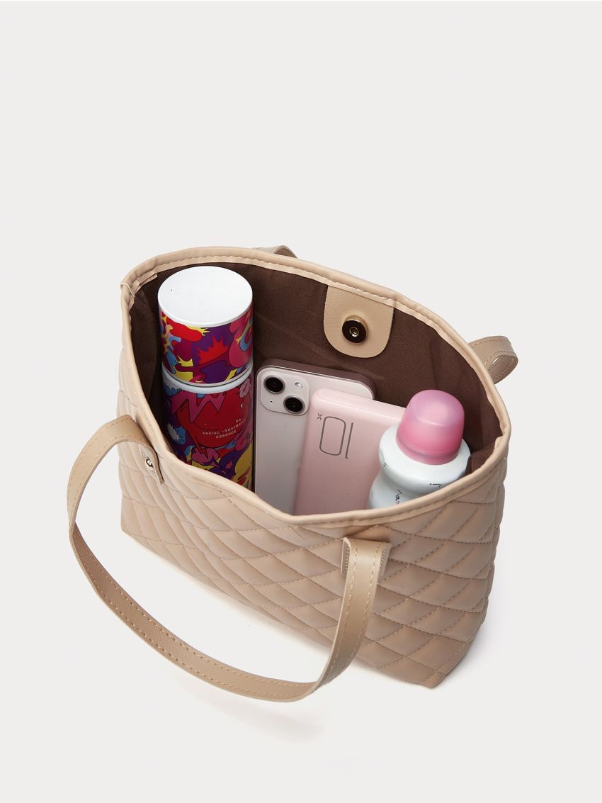 Twilly Scarf Decor Quilted Shoulder Tote Bag