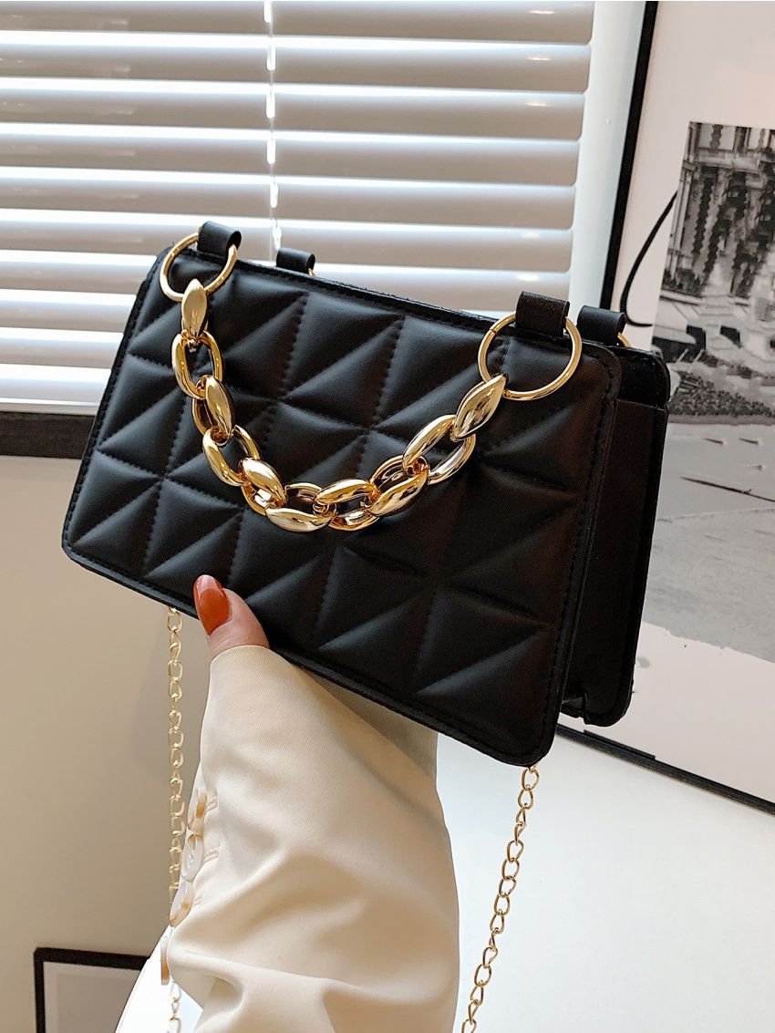Quilted Chain Decor Square Bag