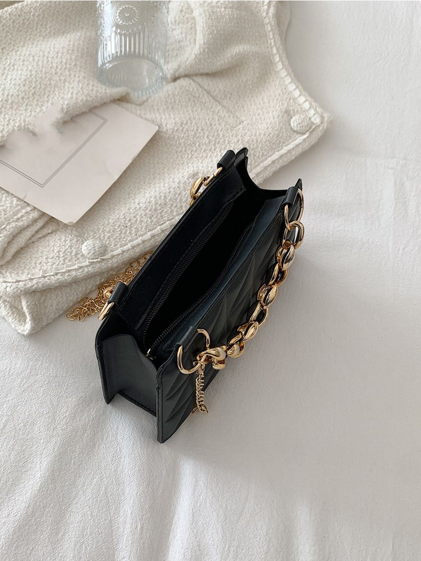 Quilted Chain Decor Square Bag