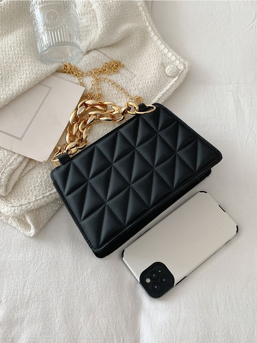 Quilted Chain Decor Square Bag