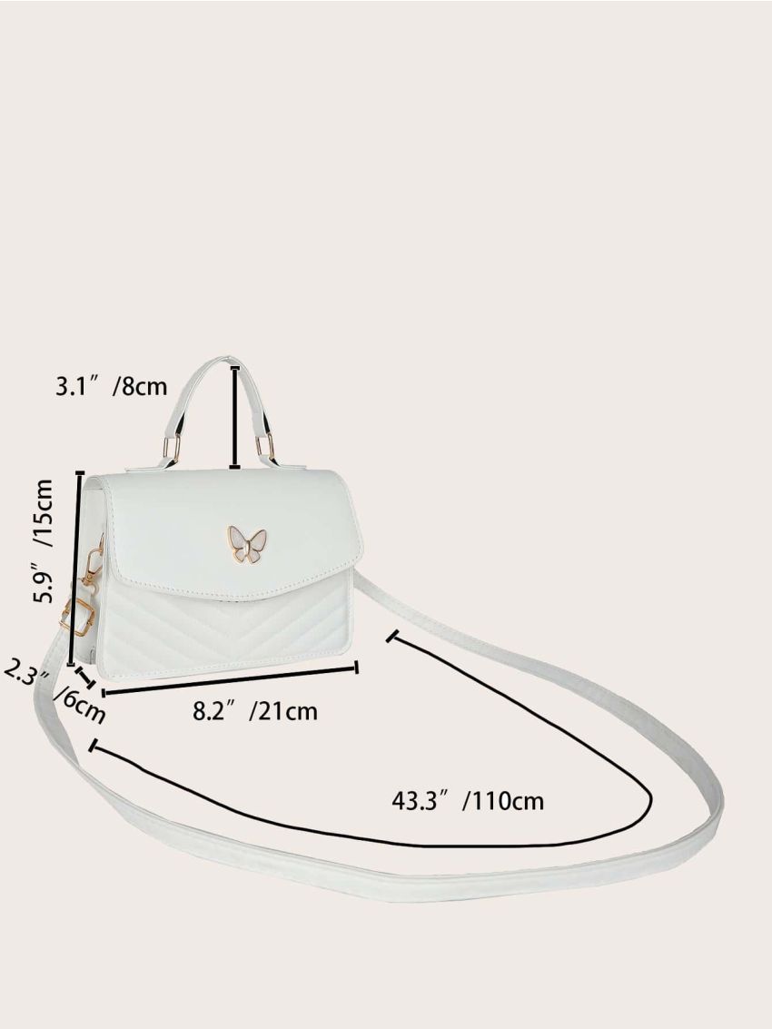 Chevron Quilted Butterfly Decor Flap Square Bag