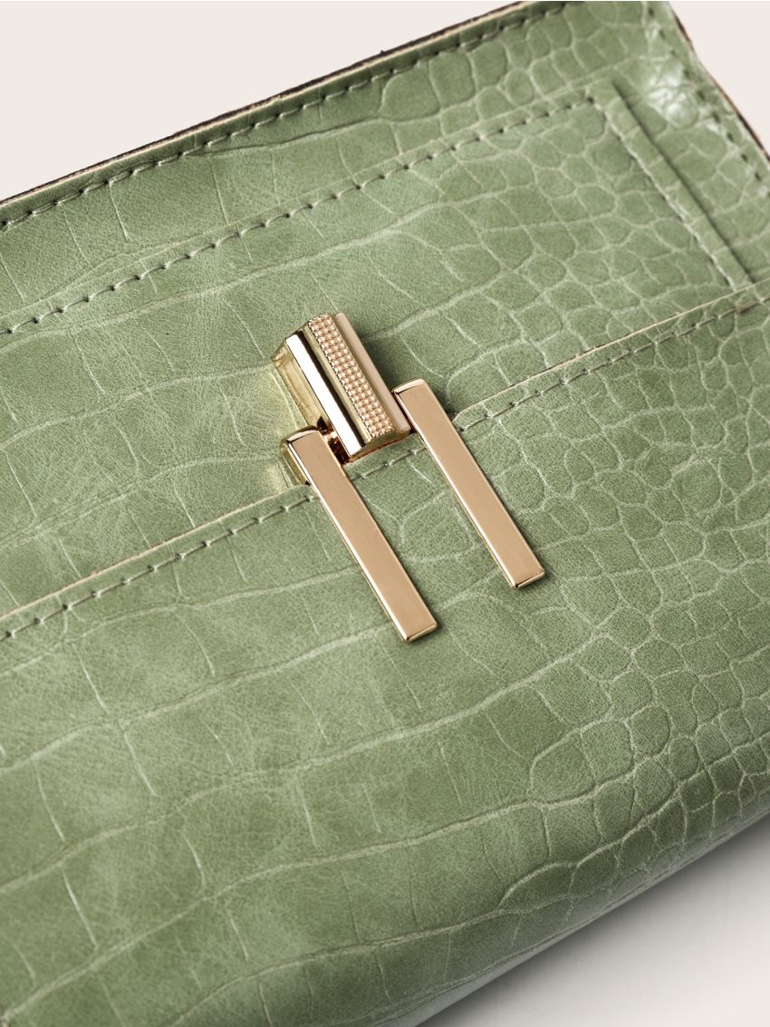 Mini Crocodile Embossed Flap Chain Square Bag