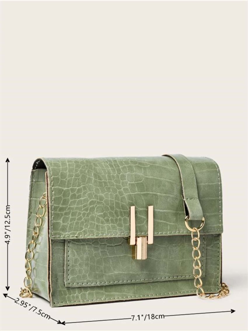Mini Crocodile Embossed Flap Chain Square Bag