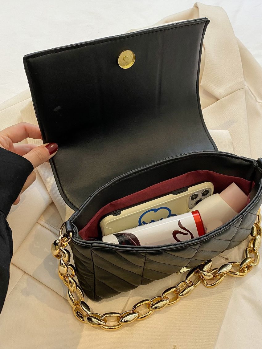 Quilted Flap Chain Square Bag