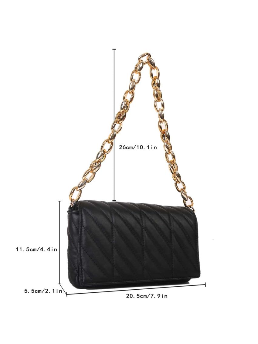 Quilted Flap Chain Square Bag