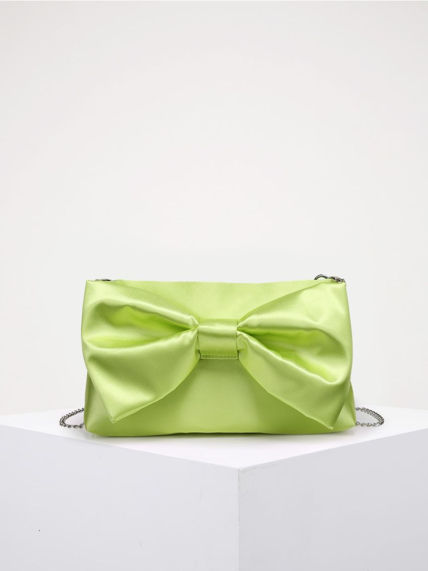 Bow Decor Chain Satin Square Bag