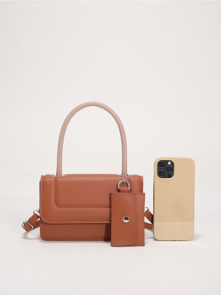 Mini Top Handle Flap Square Bag With Coin Purse