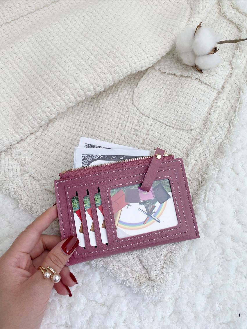 Letter Graphic Colorblock Card Holder