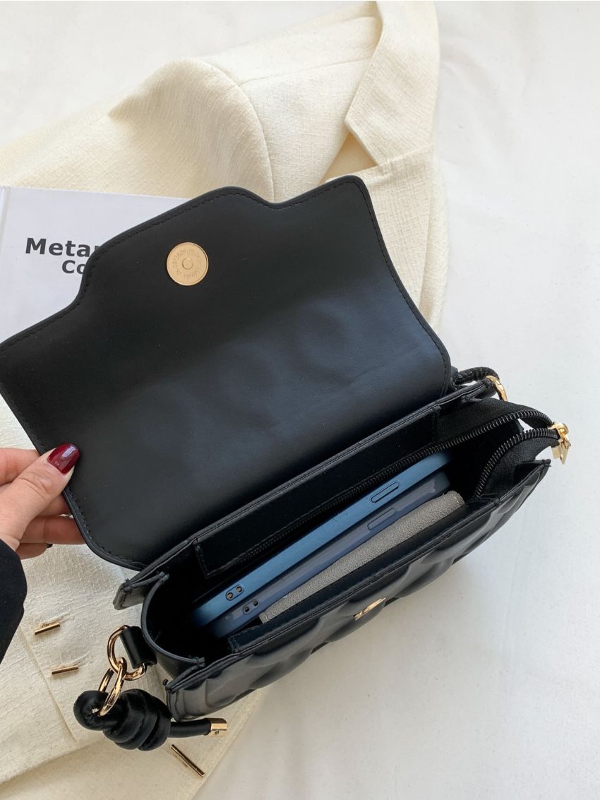 Geometric Embossed Saddle Bag