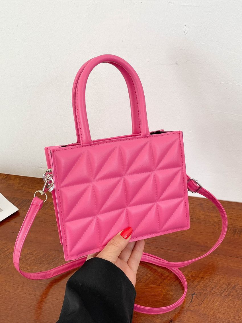 Mini Quilted Pattern Chain Decor Square Bag