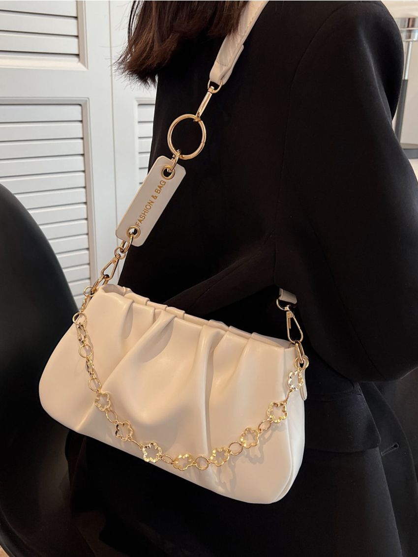 Chain Decor Ruched Bag