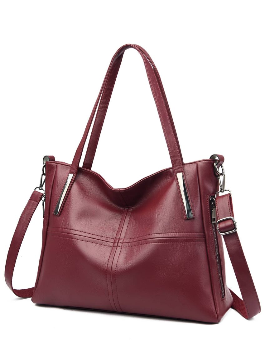 Large Capacity Shoulder Tote Bag With Square Bag