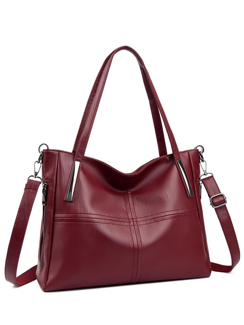 Large Capacity Shoulder Tote Bag With Square Bag