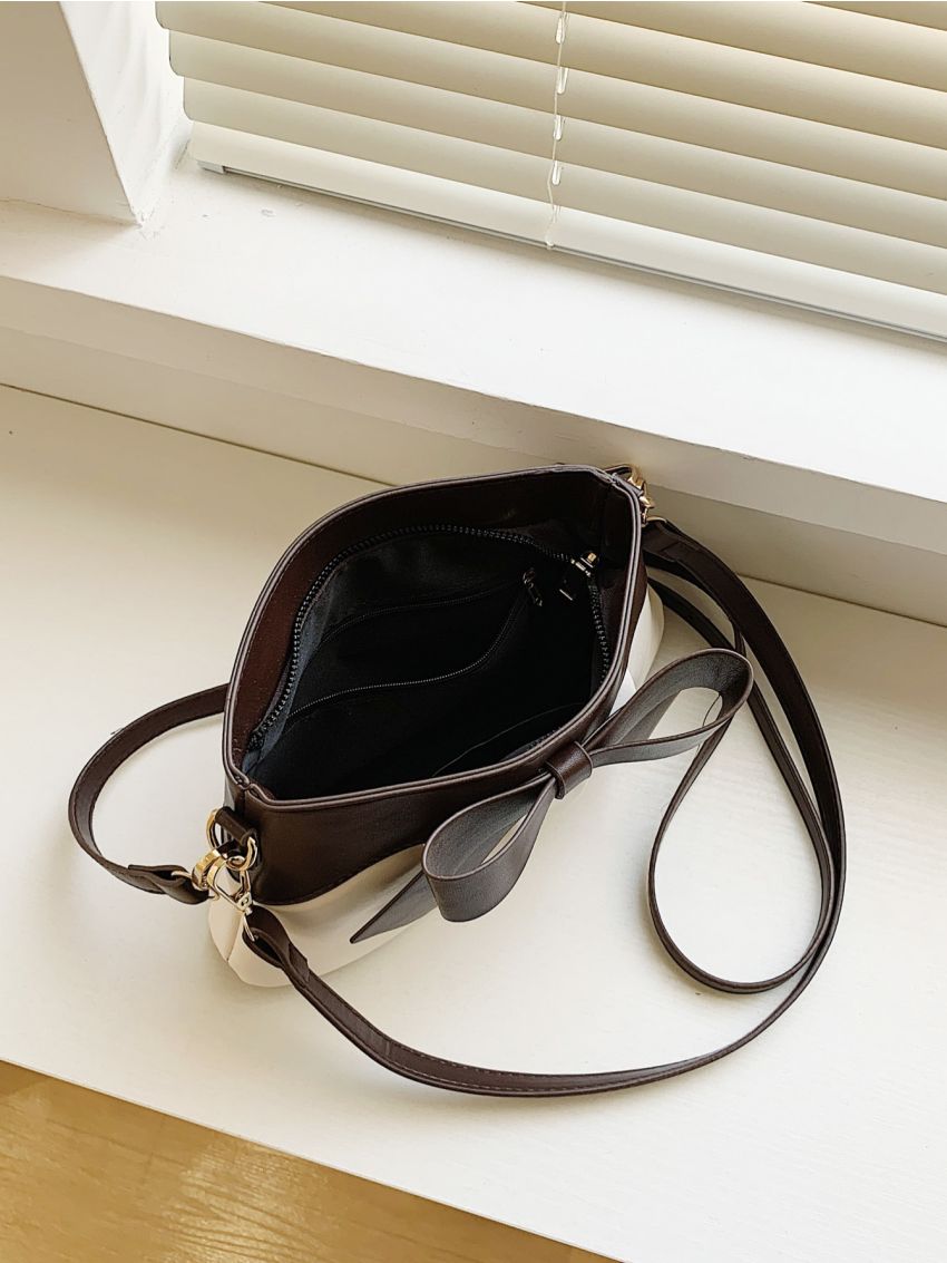 Small Bucket Bag Bow & Ruched Detail