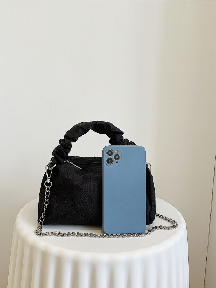 Small Bucket Bag Ruched Detail With Zipper