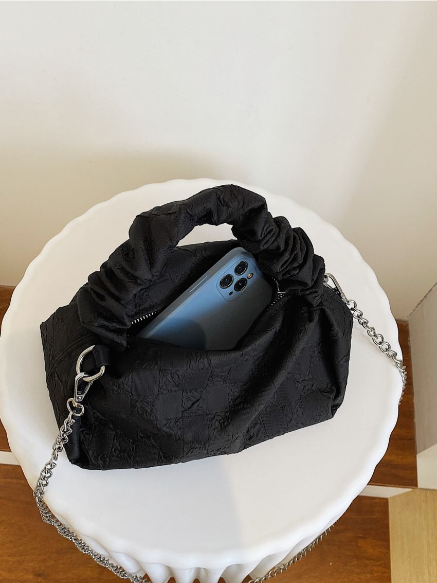 Small Bucket Bag Ruched Detail With Zipper