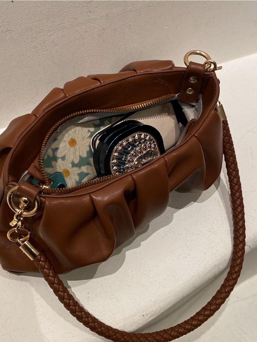 Minimalist Braided Strap Ruched Bag