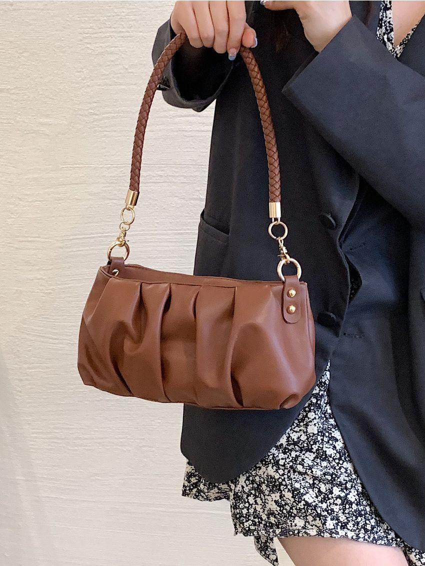 Minimalist Braided Strap Ruched Bag