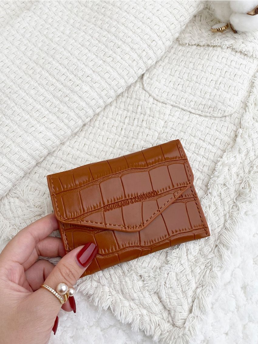 Letter & Crocodile Embossed Flap Card Holder