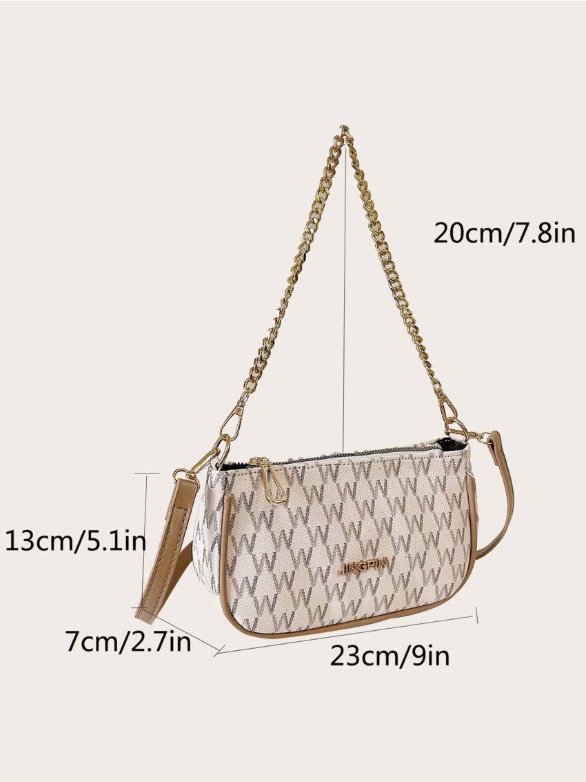 Letter Graphic Baguette Bag