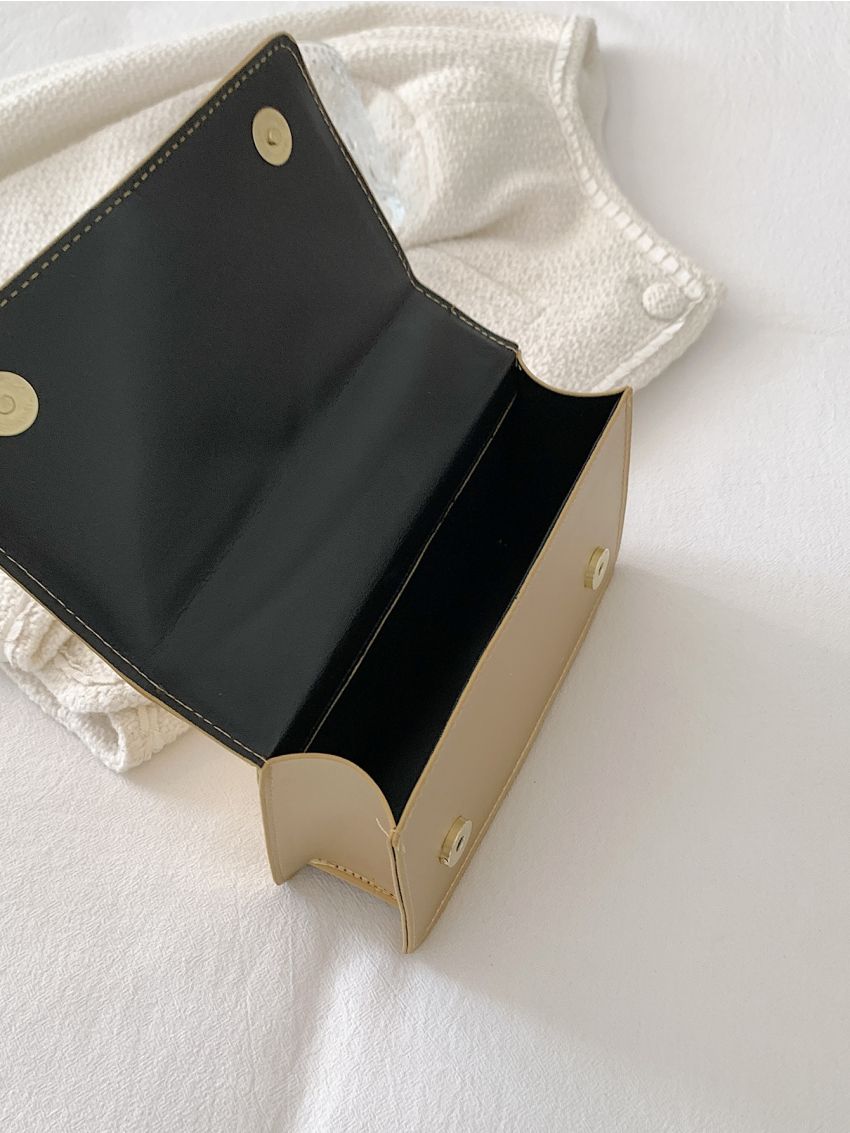 Metallic Quilted Snap Button Square Bag