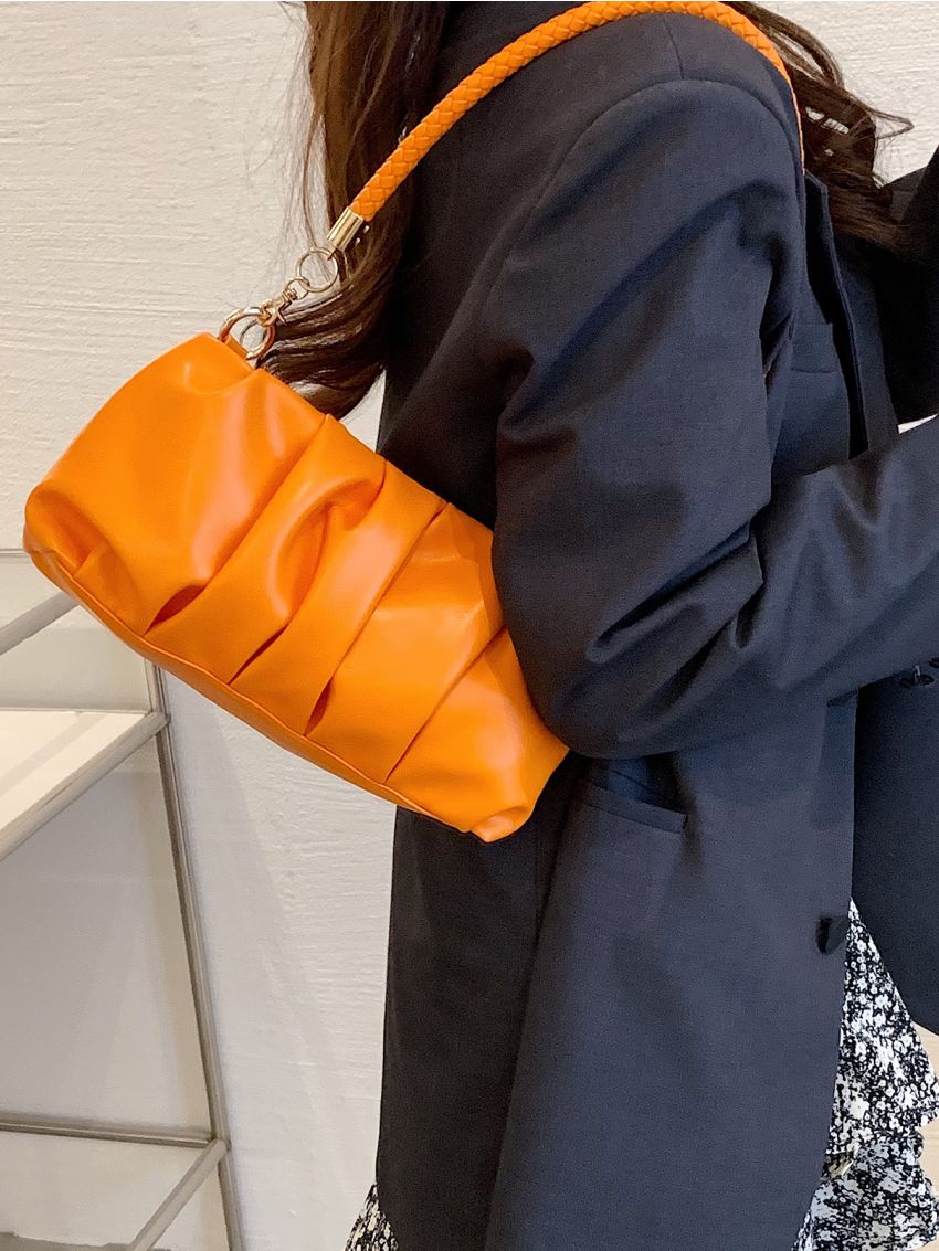 Minimalist Braided Strap Ruched Bag