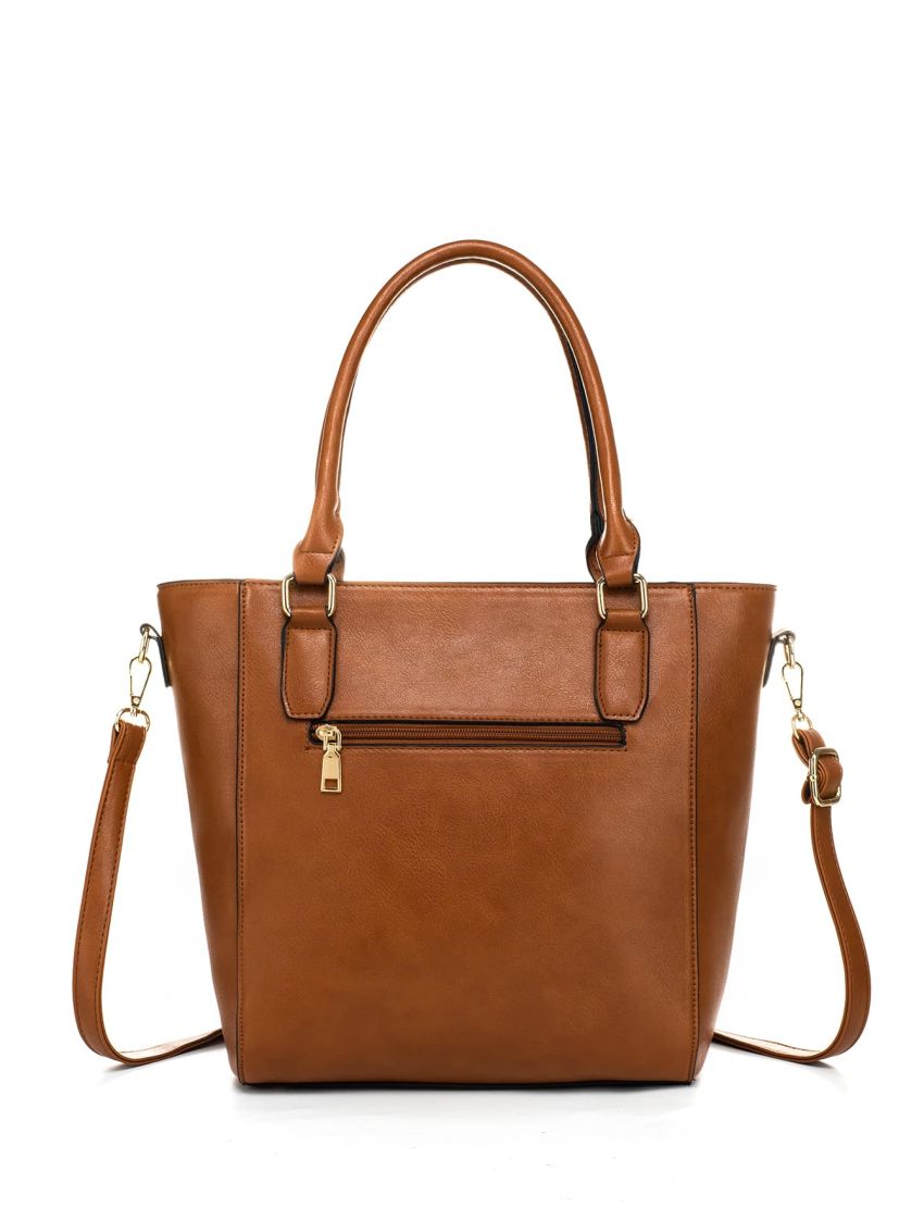 Metal Decor Shoulder Tote Bag