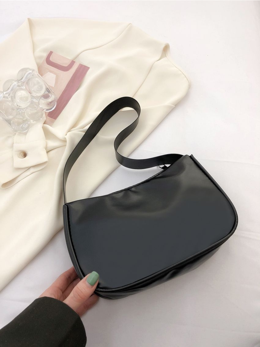 Metal Decor Baguette Bag