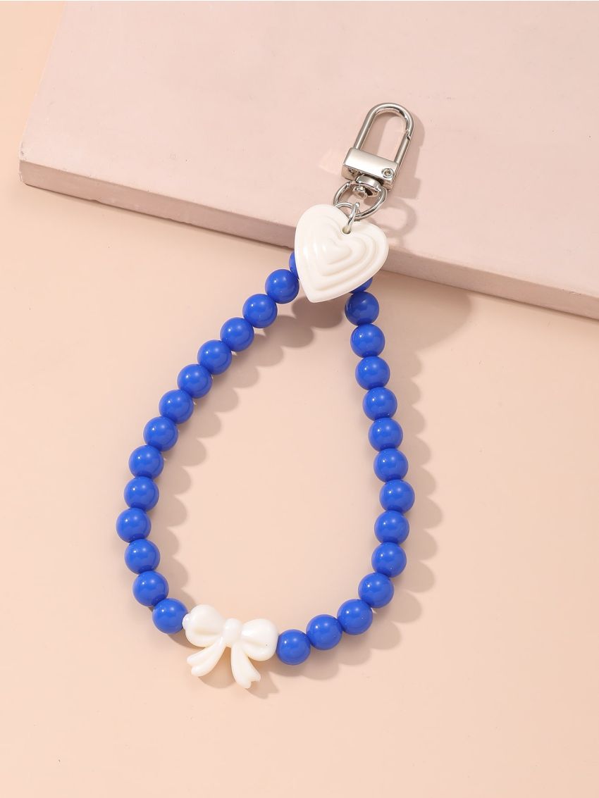 Bow Decor Beaded & Heart Bag Charm