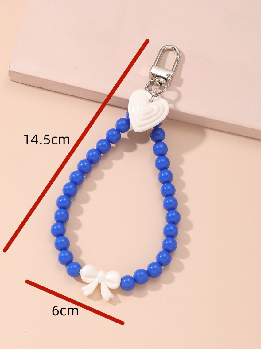 Bow Decor Beaded & Heart Bag Charm