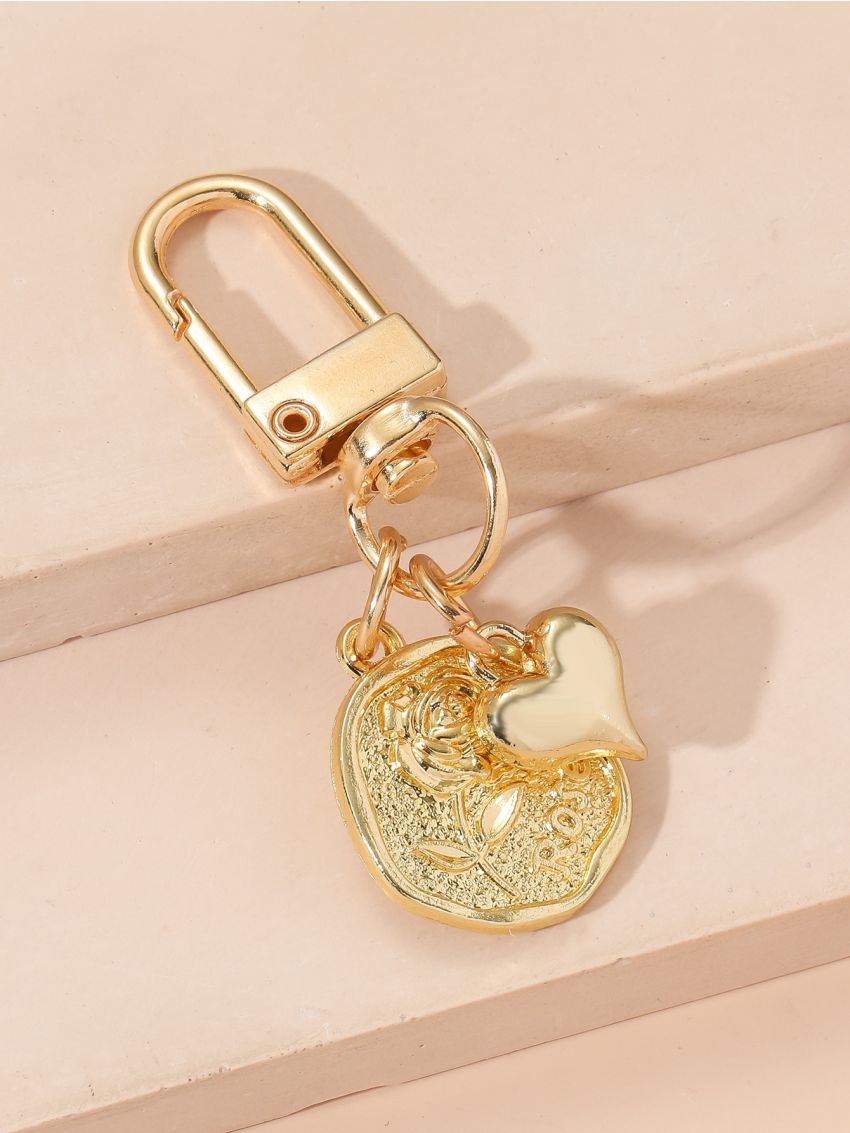 Floral Pattern Heart & Geometric Decor Bag Charm