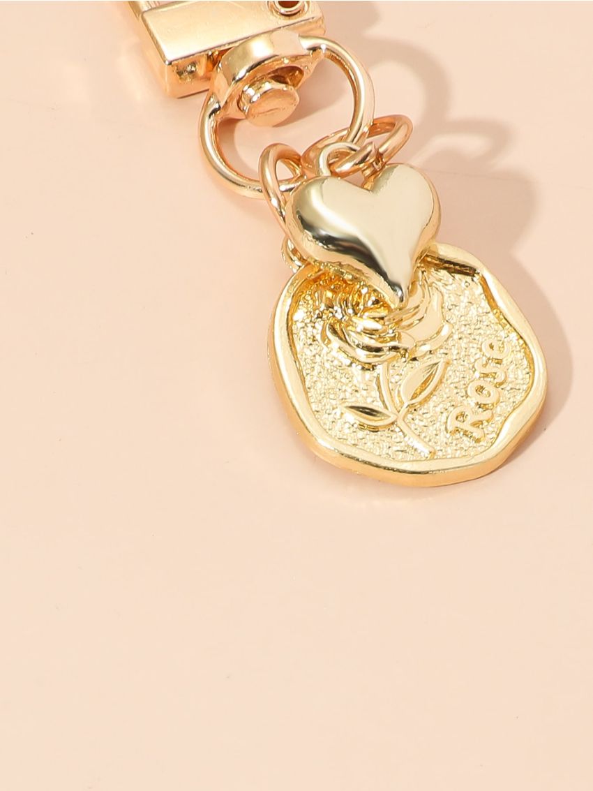 Floral Pattern Heart & Geometric Decor Bag Charm