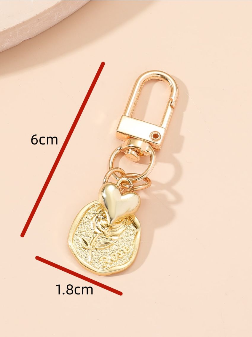 Floral Pattern Heart & Geometric Decor Bag Charm