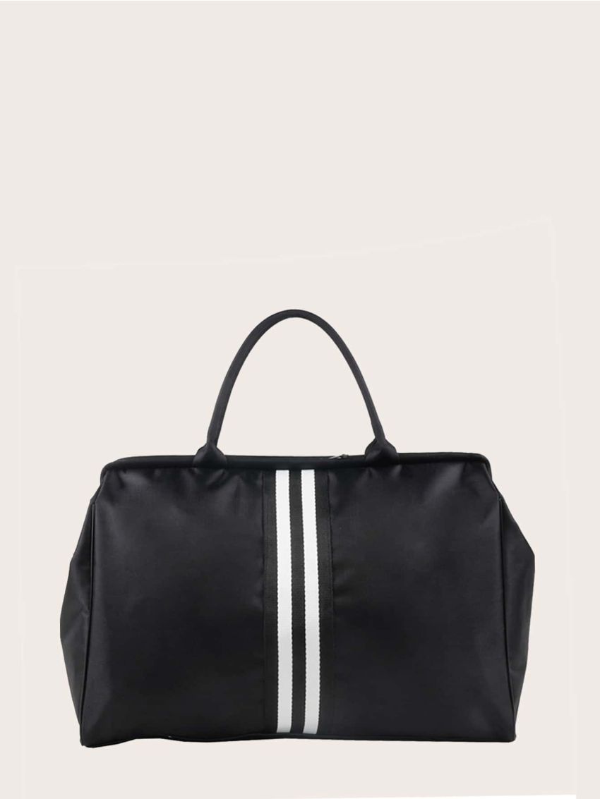 Striped Detail Double Handle Duffle Bag