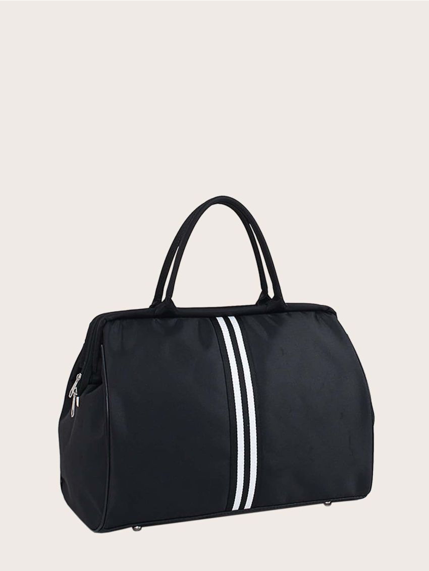 Striped Detail Double Handle Duffle Bag