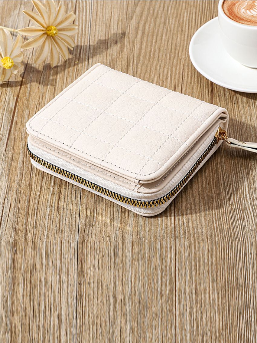 Quilted Zipper Around Small Wallet