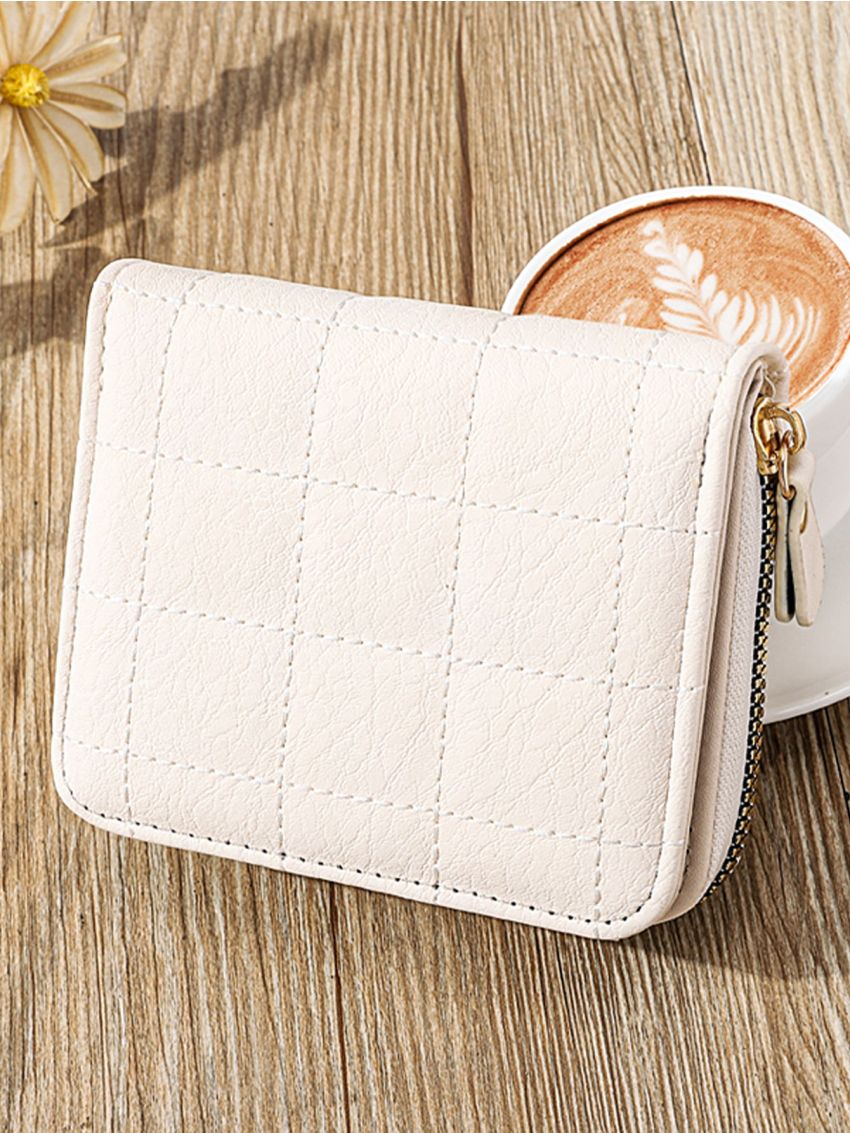 Quilted Zipper Around Small Wallet