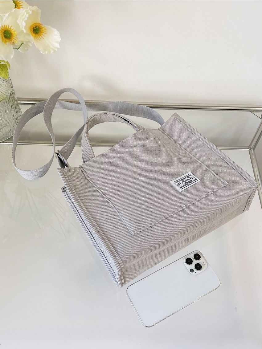 Letter Patch Decor Shopper Bag